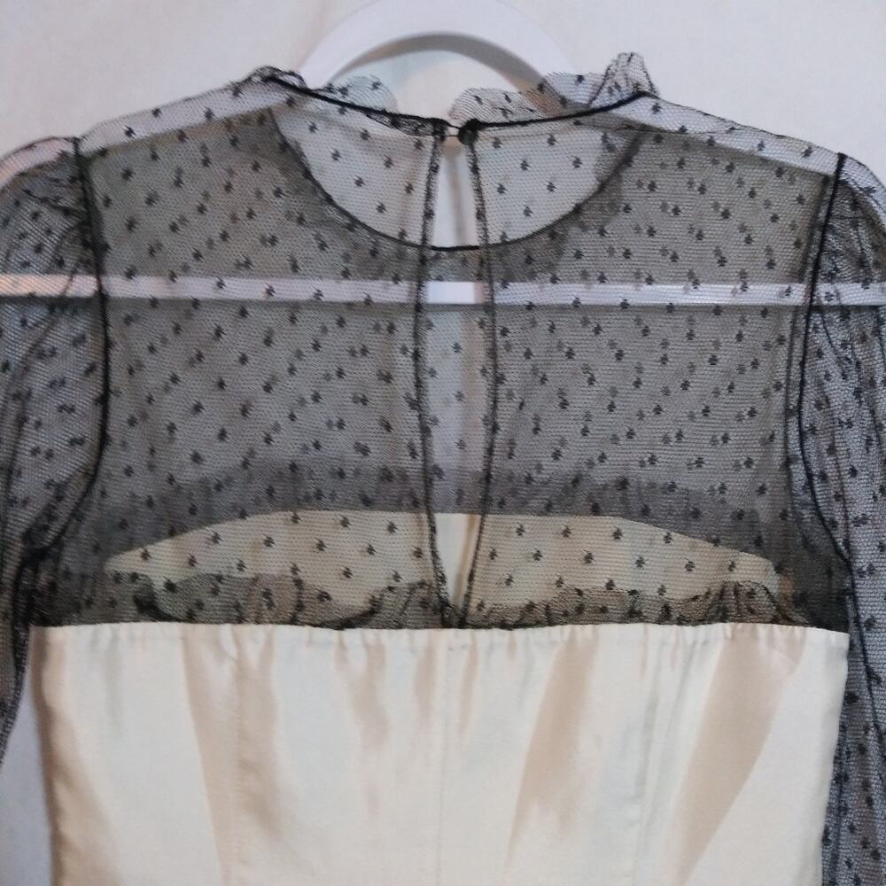 Blumarine Silk Floral Dress with Sheer Black Sleeves Luxury Feminine Size Small - Picture 6 of 11